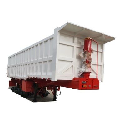 5 ejes de descarga hidráulica trasera del semirremolque de punta con barra principal de acero Q345B / T700