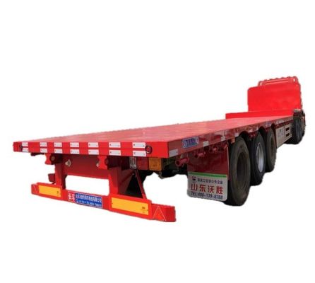 Remolque de camión de 3 ejes Semirremolque de cama plana con neumáticos 12.00R22.5 y alta capacidad de carga