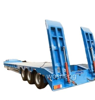 Wosheng 3 Ejes 13 toneladas Semi remolque hidráulico de lecho bajo para el transporte de equipos pesados