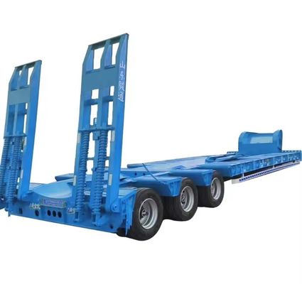 Remolque de camión de 3 ejes Semiremolque hidráulico de lecho bajo para el transporte de equipos pesados