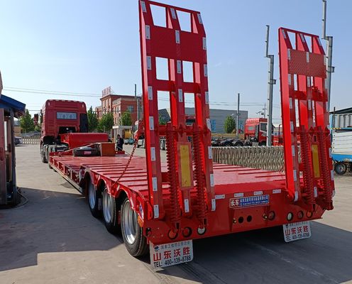 Contenedor de cama baja de 3 ejes chasis cargador semirremolque para equipos pesados