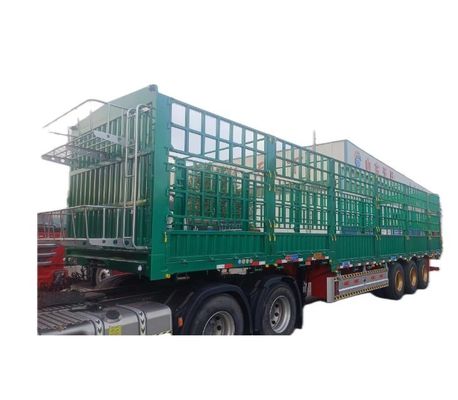 Transporte de ganado y verduras 3/4 Ejes Valla de acero estaca semirremolque de Wosheng