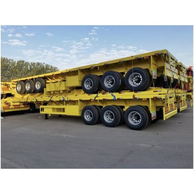 12R22.5 40/45ft 60 toneladas de semirremolque de suelo plano Contenedor de acero Remolque de camión de suelo plano