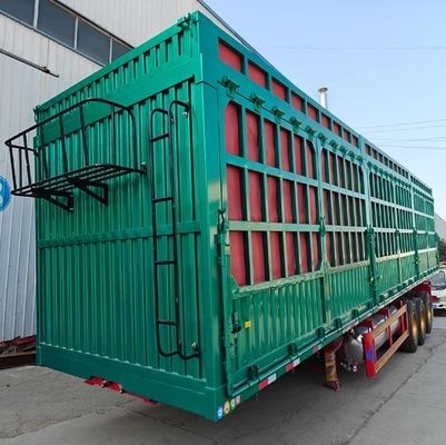 Remolque con rejilla de 3 ejes para transporte de mercancías a granel de vegetales Semirremolque para transporte de animales