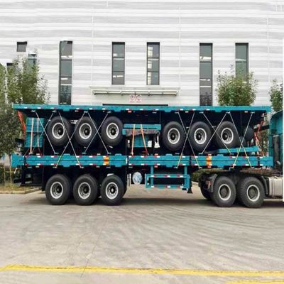 12400*2610*1550mm Remolque de camión Semirremolque de cama plana para el transporte de contenedores de 40 pies