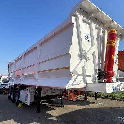 Camión de descarga trasera de 3 ejes con inclinación de inclinación Semi remolque para construcción