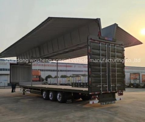 Wosheng 3 Ejes Logística Van Semi-remolque con 12R22.5 neumáticos y ejes 13T/16T