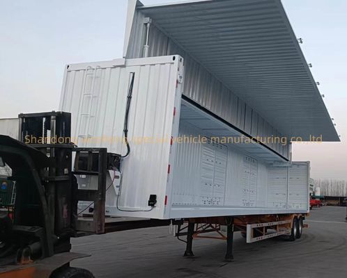 3 Ejes 30/40tons Logística Van Semi remolque con sistema de suspensión de acero caja abierta