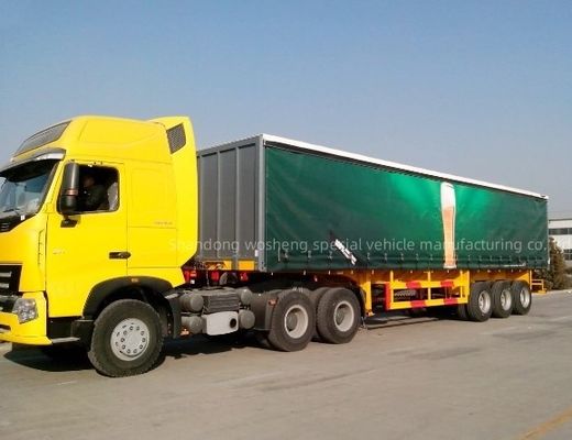 Wosheng 3 Ejes 40ft 45ft PVC cortina de lonas Sider Semi remolque con suspensión de aire