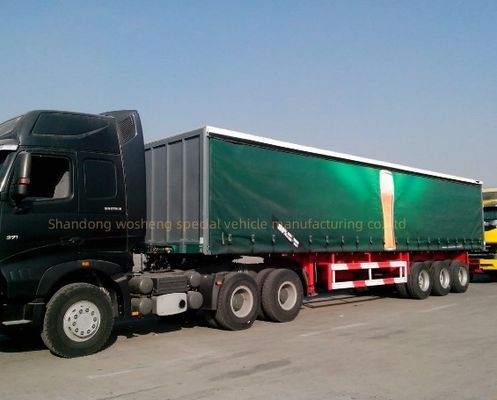 Wosheng 3 Ejes 40ft 45ft PVC cortina de lonas Sider Semi remolque con suspensión de aire