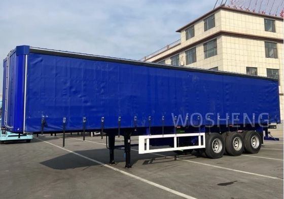 Wosheng personalizado 3 ejes 40ft 45ft cortina lateral semirremolque con lonas impermeables de PVC