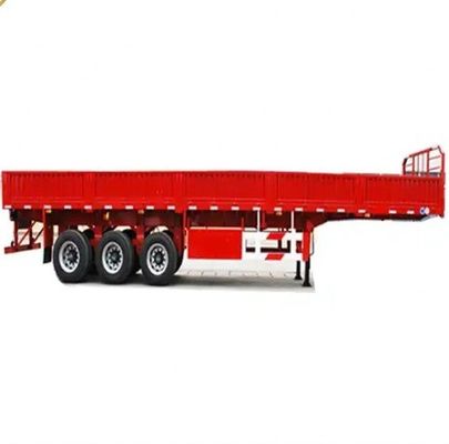 Semi-remolque de acero para 3 ejes Capacidad máxima de 100 toneladas Cerco de tablero de metal según el cliente