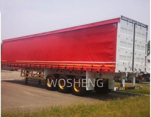 Camión 40-50ton 3 Ejes 40ft 45ft Cortina roja lateral deslizante Semirremolque con lonas de PVC