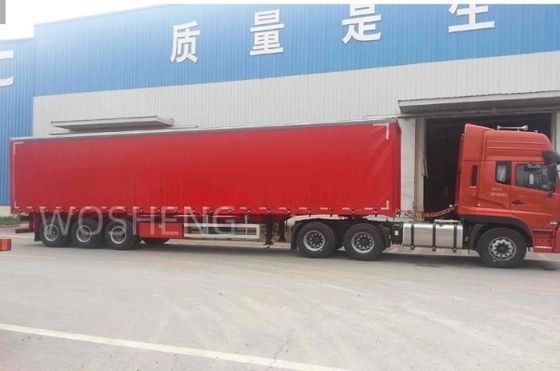 Camión 40-50ton 3 Ejes 40ft 45ft Cortina roja lateral deslizante Semirremolque con lonas de PVC