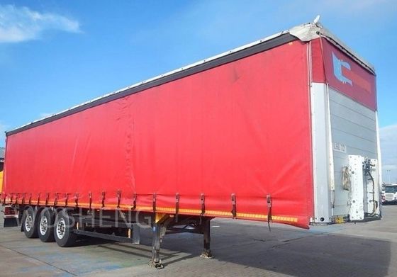 Camión 40-50ton 3 Ejes 40ft 45ft Cortina roja lateral deslizante Semirremolque con lonas de PVC