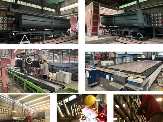 3 Ejes 60tons Caminante de descarga de remolque con suspensión mecánica y cinta transportadora