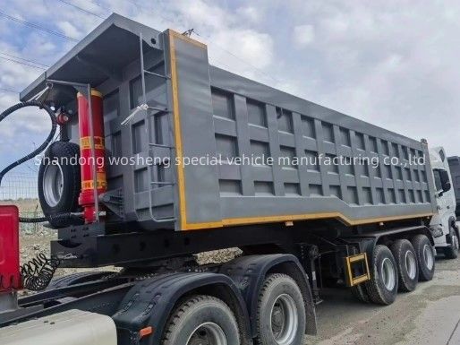 Semiremolque de descarga hidráulica trasera de 3 ejes personalizable para el transporte de grano de piedra arenisca