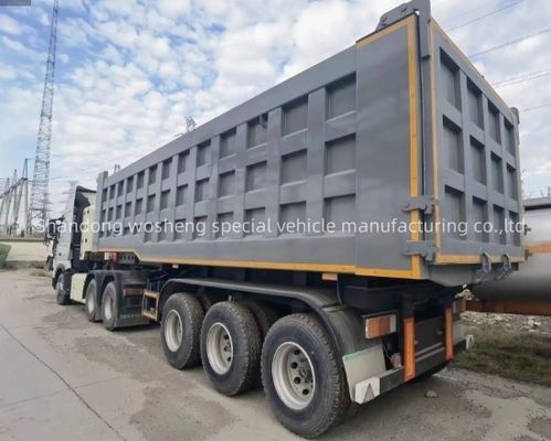 Semiremolque de descarga hidráulica trasera de 3 ejes personalizable para el transporte de grano de piedra arenisca