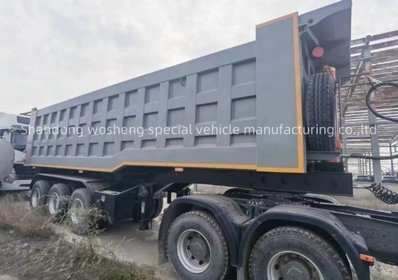 Semiremolque de descarga hidráulica trasera de 3 ejes personalizable para el transporte de grano de piedra arenisca