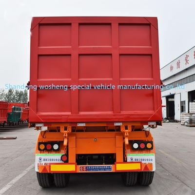 Semi-remolque Wosheng 3 ejes hidráulico trasero tirador de baja de acero tirador camión remolque 9800x2500x3500mm