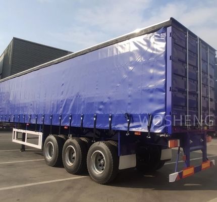 WABCO-ABS Frenado Equipado con 3 Ejes 40ft 45ft Blue Curtain Side Semi Trailer por Wosheng