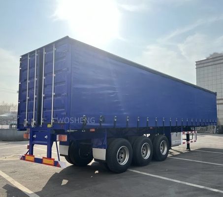 WABCO-ABS Frenado Equipado con 3 Ejes 40ft 45ft Blue Curtain Side Semi Trailer por Wosheng