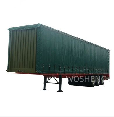 Wosheng 3 Ejes Verde 40ft 45ft PVC Cortina lateral Semi remolque 13T 16T BPW / FUWA Eje