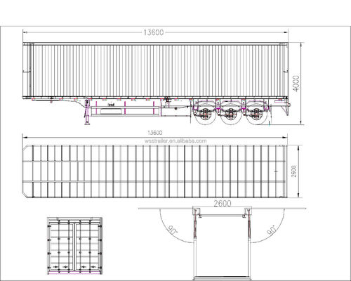 Pneumático 12R22.5 12 unidades Semi-remolque de logística de acero con ancho de alas de apertura