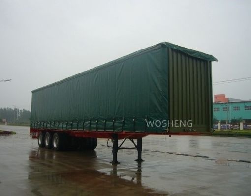 Wosheng 3 Ejes Verde 40ft 45ft PVC Cortina lateral Semi remolque 13T 16T BPW / FUWA Eje