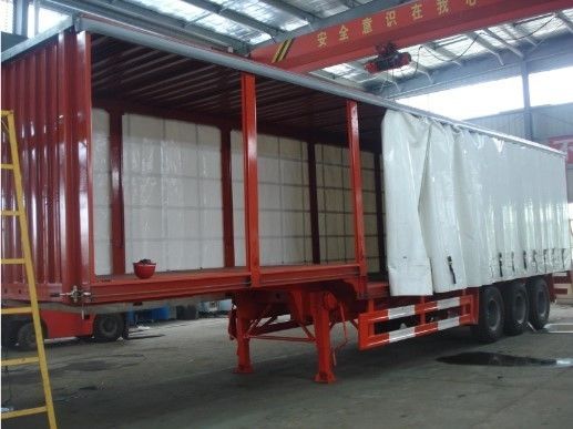 WS 3 Ejes Remolque de furgoneta transporte de mercancías Transporte de lonas de PVC Sliding Side Curtain Semi-remolque