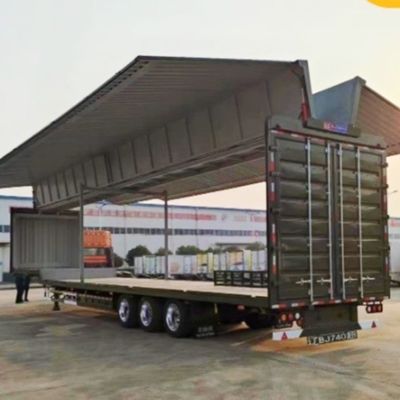 Semi-remolque de 3 ejes con 13600x2600x4000 mm de ancho de alas personalizable con caja de furgoneta de ala abierta