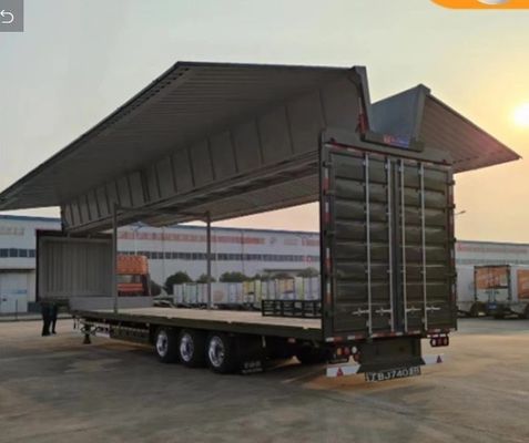 Semi-remolque de 3 ejes con 13600x2600x4000 mm de ancho de alas personalizable con caja de furgoneta de ala abierta