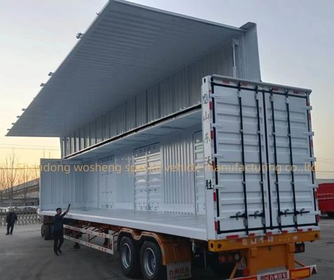 12R22.5 12 unidades Pneumático de furgoneta de pared abierta Semirremolque de doble ala para transporte de carga