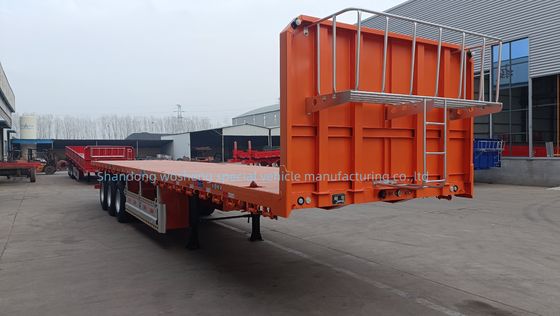 Altura de la viga principal 0,5 m 3 semirremolque de eje plano para el transporte de contenedores de 20 pies 40 pies