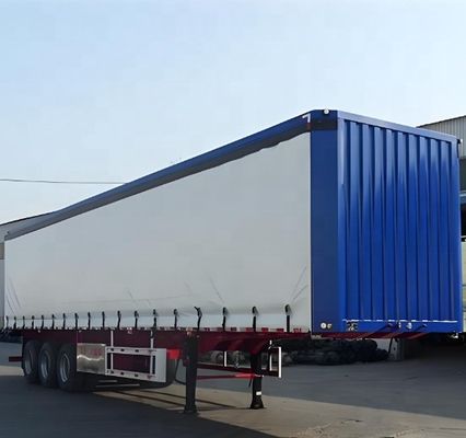 Semirremolque de 60 toneladas de peso para camión de 3 ejes de piso de aluminio de PVC cortina lateral