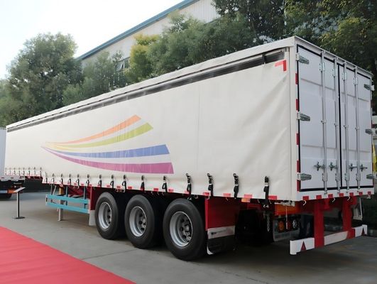 Semirremolque de 60 toneladas de peso para camión de 3 ejes de piso de aluminio de PVC cortina lateral