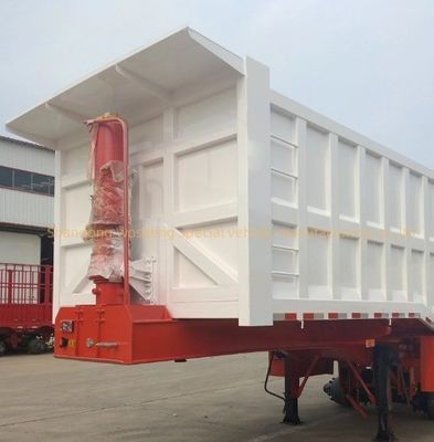 5 ejes de descarga hidráulica trasera del semirremolque de punta con barra principal de acero Q345B / T700