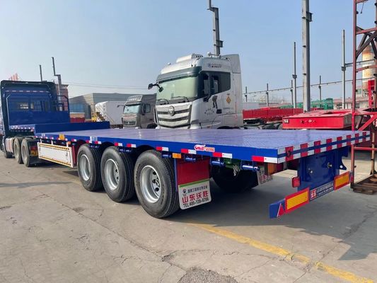 60T 3/4 Ejes Contenedor de transferencia de acero remolque de camión de cubierta plana para carga de alta capacidad