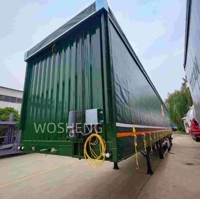 Semi-remolque de 3 ejes, caja de transporte de mercancías, remolque lateral con cortina para la protección de la carga