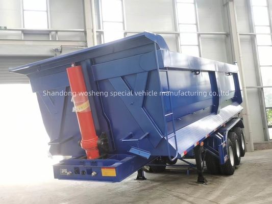 Q345B / T700 Acero viga principal 3 ejes azul hidráulico trasero semi remolque para Wosheng