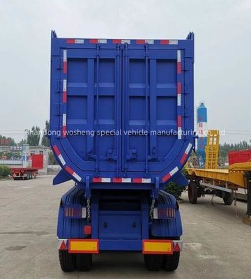 Q345B / T700 Acero viga principal 3 ejes azul hidráulico trasero semi remolque para Wosheng