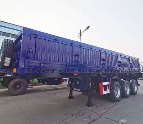 Semiremolque de montaje hidráulico de tres ejes con tirador lateral y descarga lateral con carga útil máxima de 30-100T