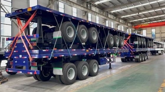 2/3/4 Ejes 35ft 40ft 45ft Contenedor transporte acero cama plana semirremolque para camión