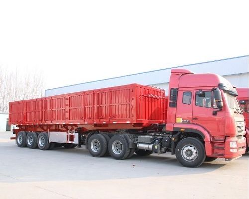 Wosheng Tri-Axle Side Dump Trailer con elevación hidráulica y dimensiones de 13000*2550*2900mm