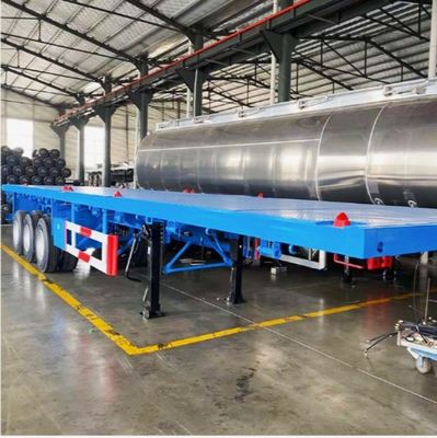 Semirremolque con 3 ejes de carga de 30-80 toneladas Transporte de contenedores Remolque de camión de cama plana