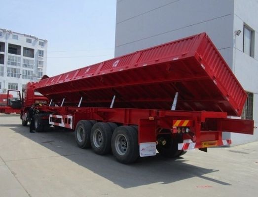 Wosheng Tri-Axle Side Dump Trailer con elevación hidráulica y dimensiones de 13000*2550*2900mm