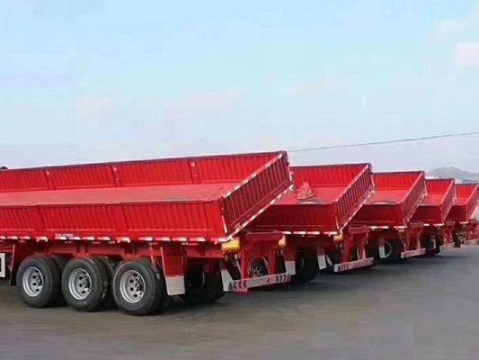 Wosheng Tri-Axle Side Dump Trailer con elevación hidráulica y dimensiones de 13000*2550*2900mm