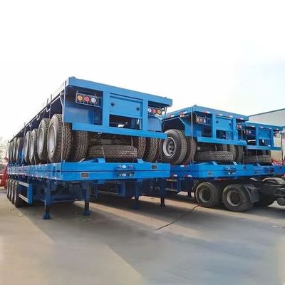 Semirremolque con 3 ejes de carga de 30-80 toneladas Transporte de contenedores Remolque de camión de cama plana