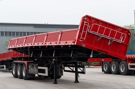 Vender directamente Tri-Axle elevador hidráulico lateral tirador lateral descarga semi-remolque con diseño