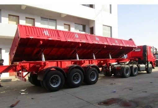 Vender directamente Tri-Axle elevador hidráulico lateral tirador lateral descarga semi-remolque con diseño
